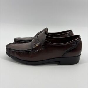 French Shriner Dayton Strap Dress Loafers Shoes Men's 9D Brown Leather